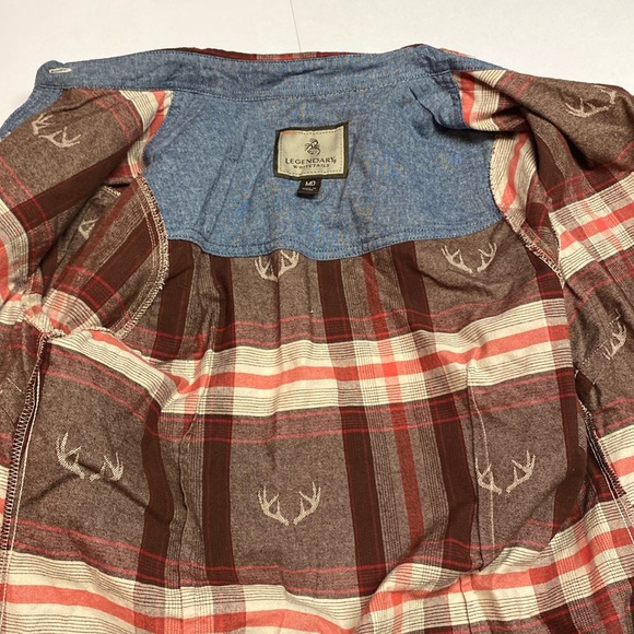 SOLD Legendary Whitetails Button Down Deer Antlers Brown/Red Plaid Longsleeve - Picture 5 of 10